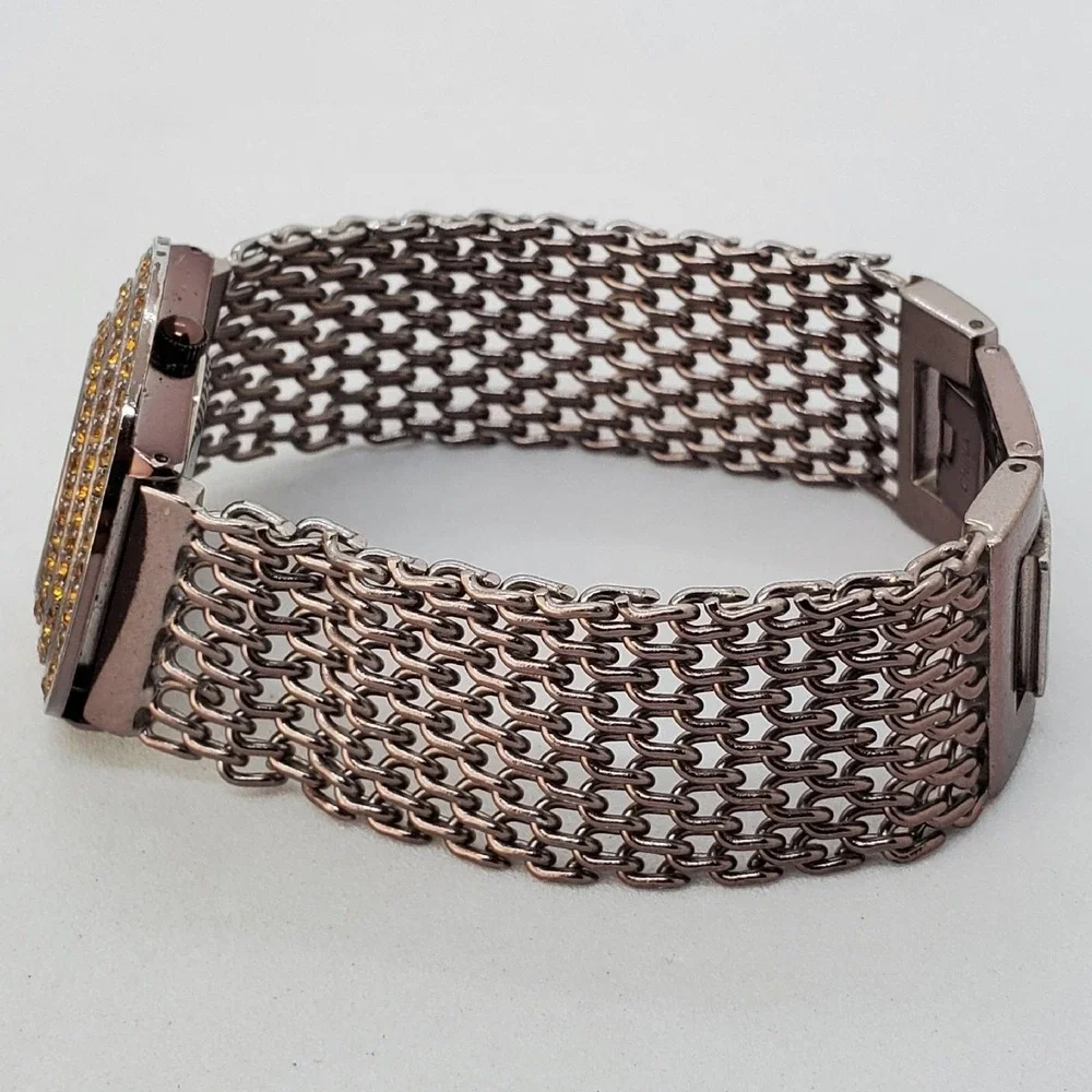 Kessaris Dark Brown Dial Mesh Bands 34MM‎ Round Case 7
